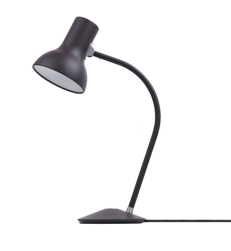 Anglepoise Type 75 Mini Tischleuchte in dunkler Ausführung, flexible Schreibtischlampe für Büro und Zuhause.